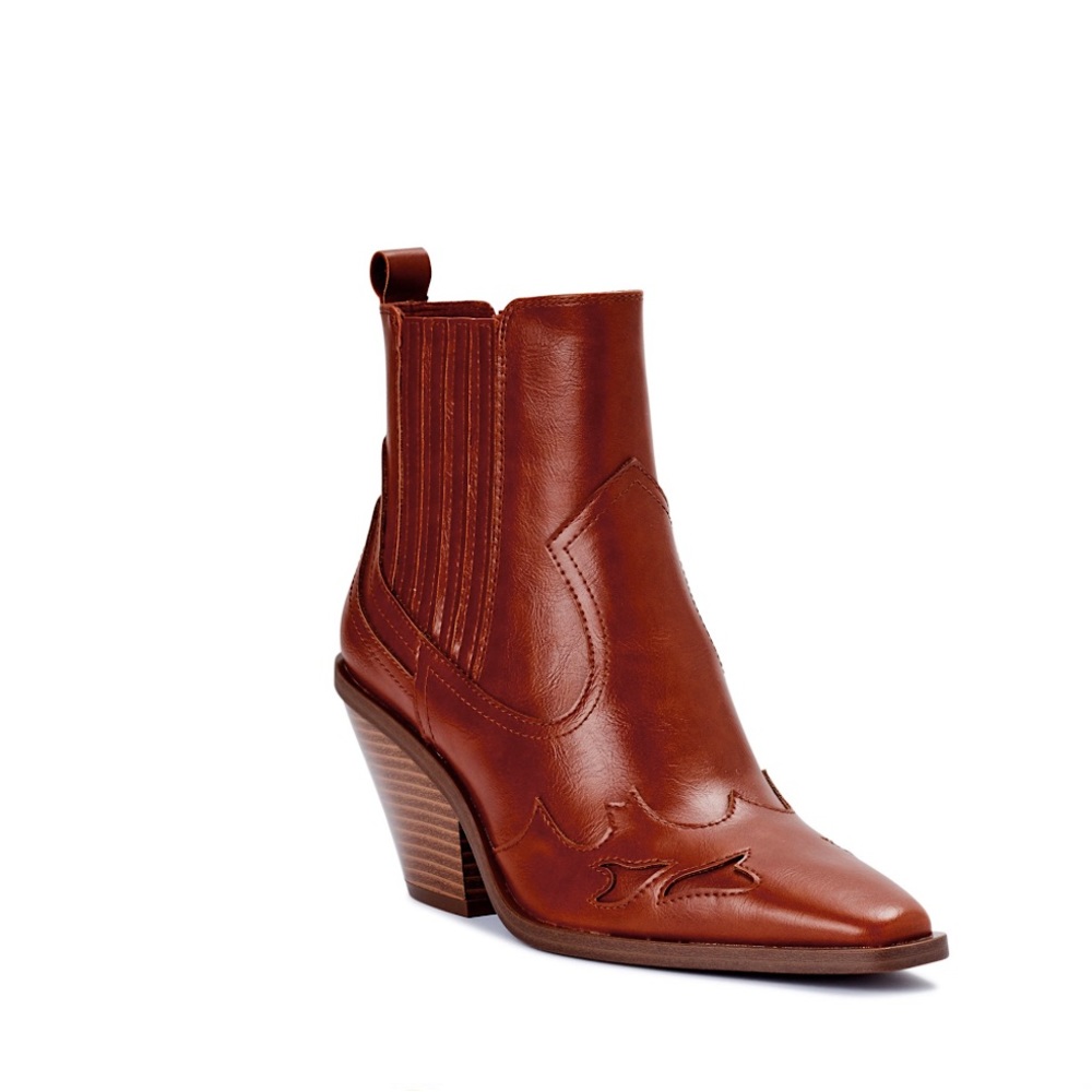 Scoop Women's Block Heel Western Boot in Cognac 8.5